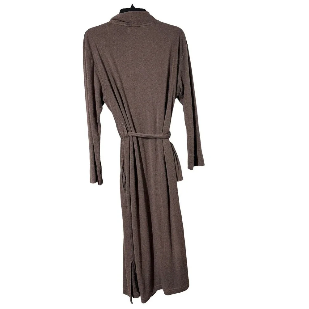 Natori Long Sleeve Belted Wrap Robe with Pockets Brown Women's Size Large‎